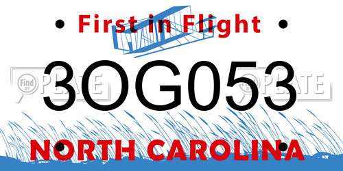 3OG053 North Carolina License Plate