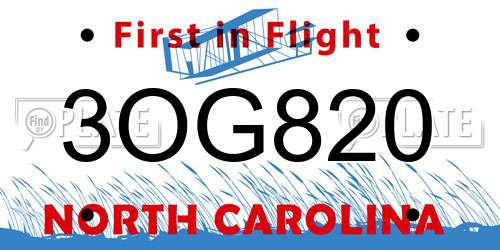 3OG820 North Carolina License Plate