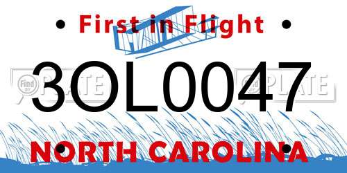3OL0047 North Carolina License Plate