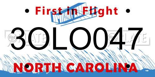 3OLO047 North Carolina License Plate