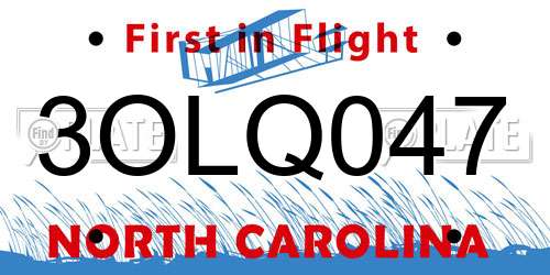 3OLQ047 North Carolina License Plate