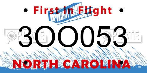 3OO053 North Carolina License Plate