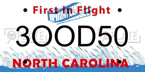 3OOD50 North Carolina License Plate