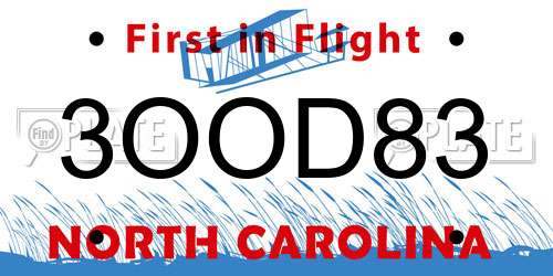 3OOD83 North Carolina License Plate