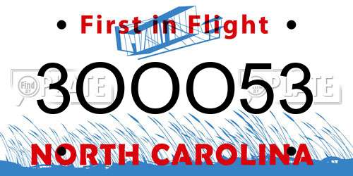 3OOO53 North Carolina License Plate