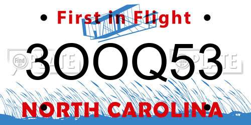 3OOQ53 North Carolina License Plate