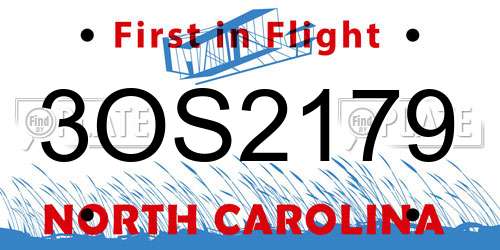 3OS2179 North Carolina License Plate