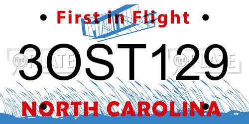 3OST129 North Carolina License Plate