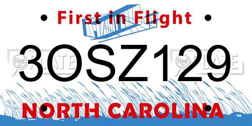 3OSZ129 North Carolina License Plate