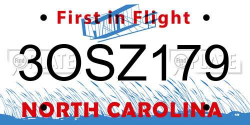 3OSZ179 North Carolina License Plate