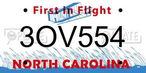 3OV554 North Carolina License Plate