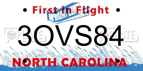 3OVS84 North Carolina License Plate