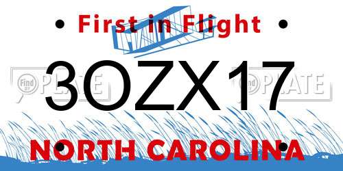 3OZX17 North Carolina License Plate