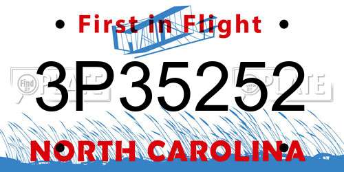 3P35252 North Carolina License Plate