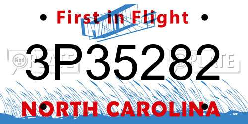 3P35282 North Carolina License Plate