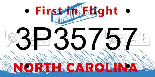 3P35757 North Carolina License Plate
