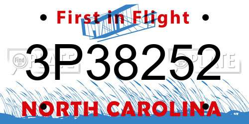3P38252 North Carolina License Plate