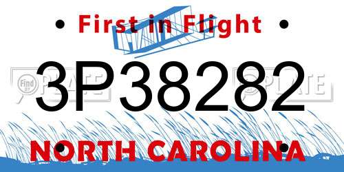 3P38282 North Carolina License Plate