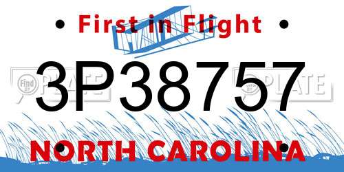 3P38757 North Carolina License Plate