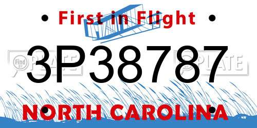 3P38787 North Carolina License Plate