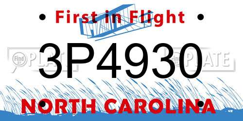 3P4930 North Carolina License Plate