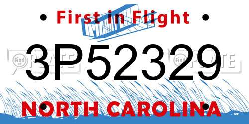 3P52329 North Carolina License Plate