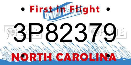 3P82379 North Carolina License Plate