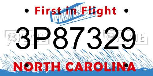3P87329 North Carolina License Plate