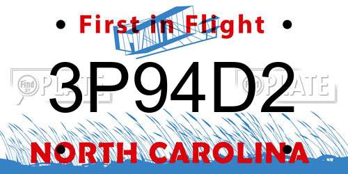 3P94D2 North Carolina License Plate