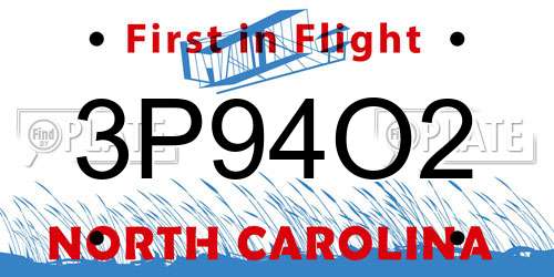 3P94O2 North Carolina License Plate