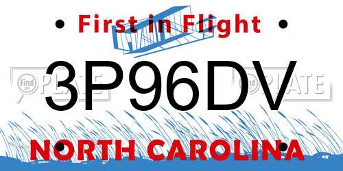 3P96DV North Carolina License Plate