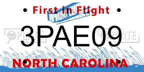 3PAE09 North Carolina License Plate