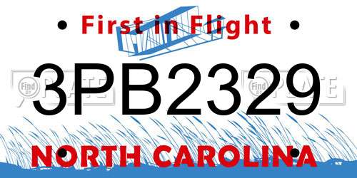 3PB2329 North Carolina License Plate