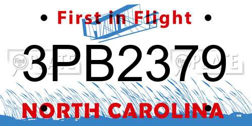 3PB2379 North Carolina License Plate