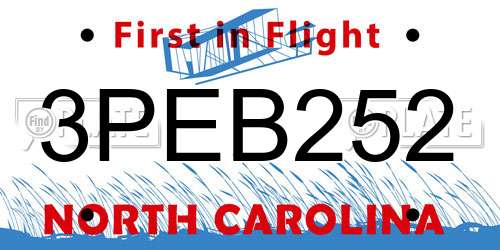 3PEB252 North Carolina License Plate