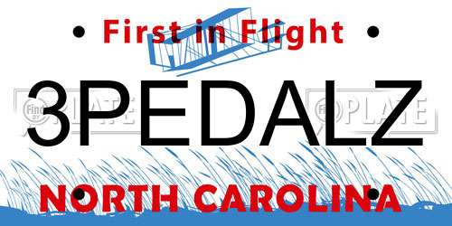 3PEDALZ North Carolina License Plate