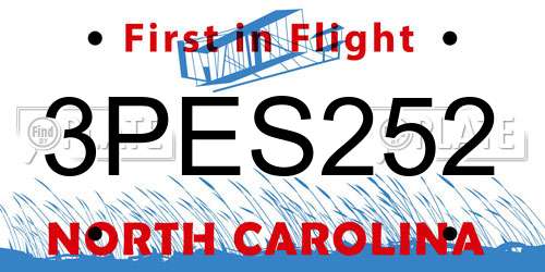 3PES252 North Carolina License Plate
