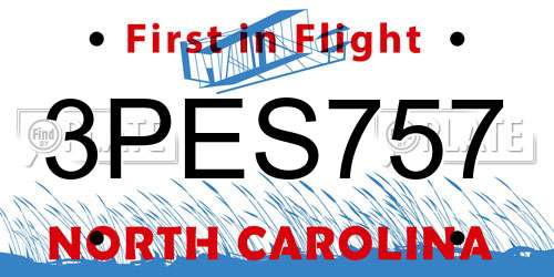 3PES757 North Carolina License Plate