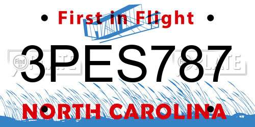 3PES787 North Carolina License Plate