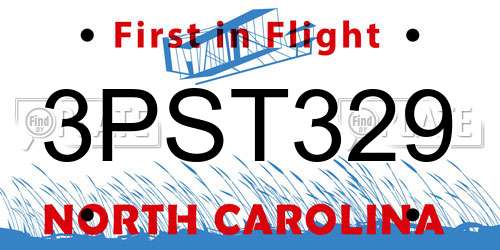 3PST329 North Carolina License Plate