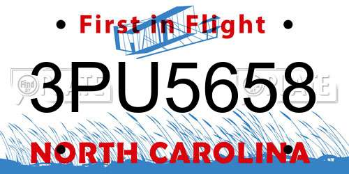 3PU5658 North Carolina License Plate