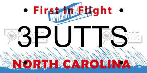 3PUTTS North Carolina License Plate