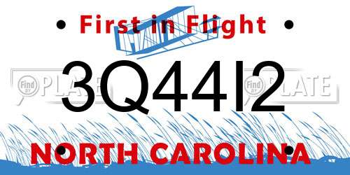 3Q44I2 North Carolina License Plate