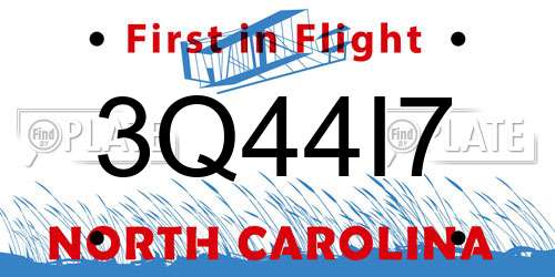 3Q44I7 North Carolina License Plate