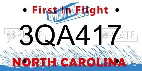 3QA417 North Carolina License Plate