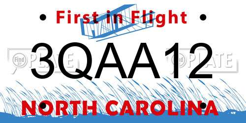 3QAA12 North Carolina License Plate