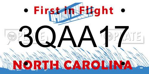 3QAA17 North Carolina License Plate