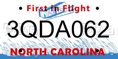 3QDA062 North Carolina License Plate