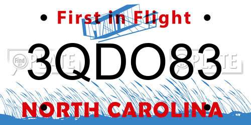3QDO83 North Carolina License Plate