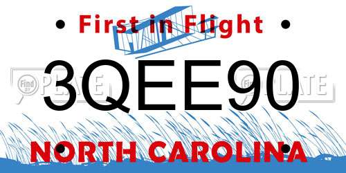 3QEE90 North Carolina License Plate